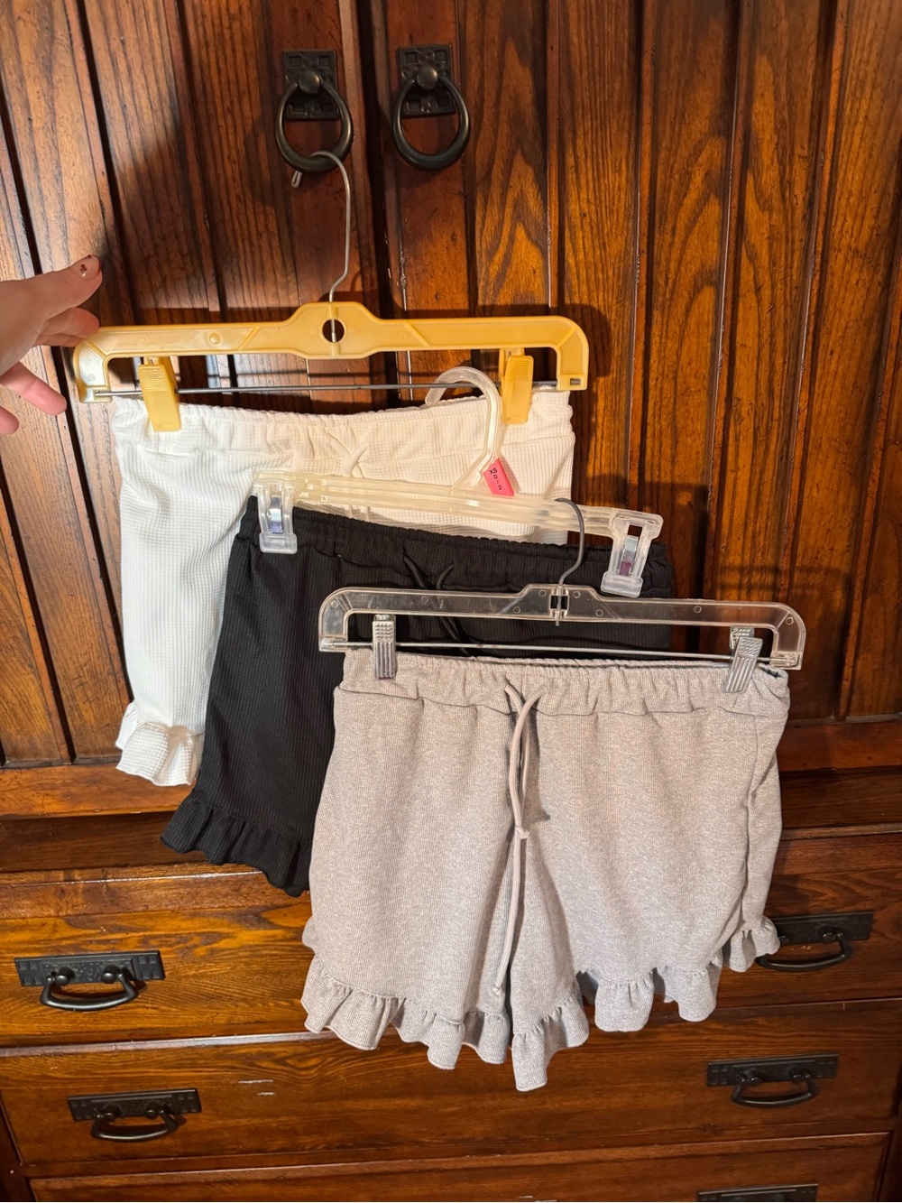 Ruffle Hem Athletic Lounge Shorts - Gray, Black, White